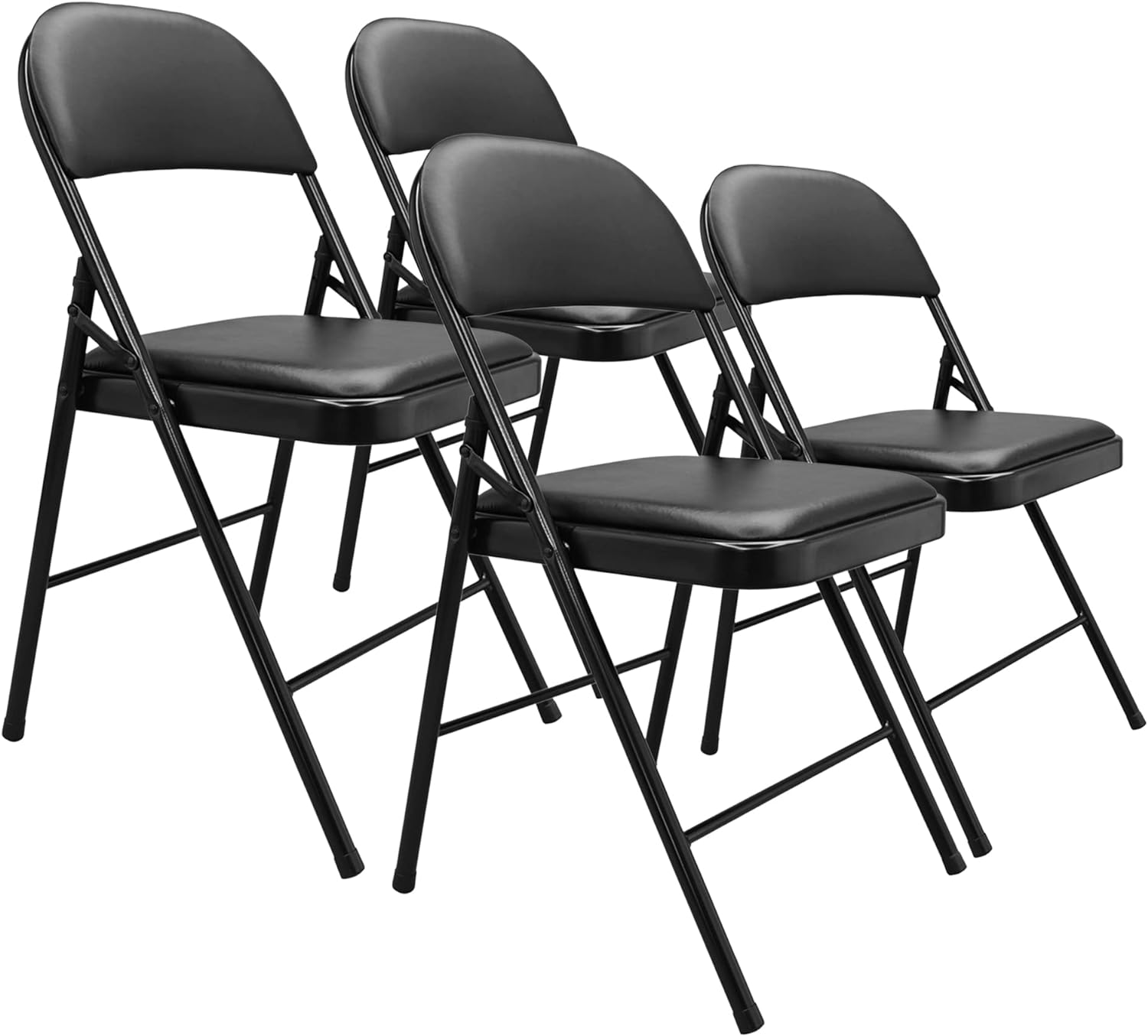 Amazon Basics Vinyl-Padded Metal Steel Folding, Black, 4-Pack Chair