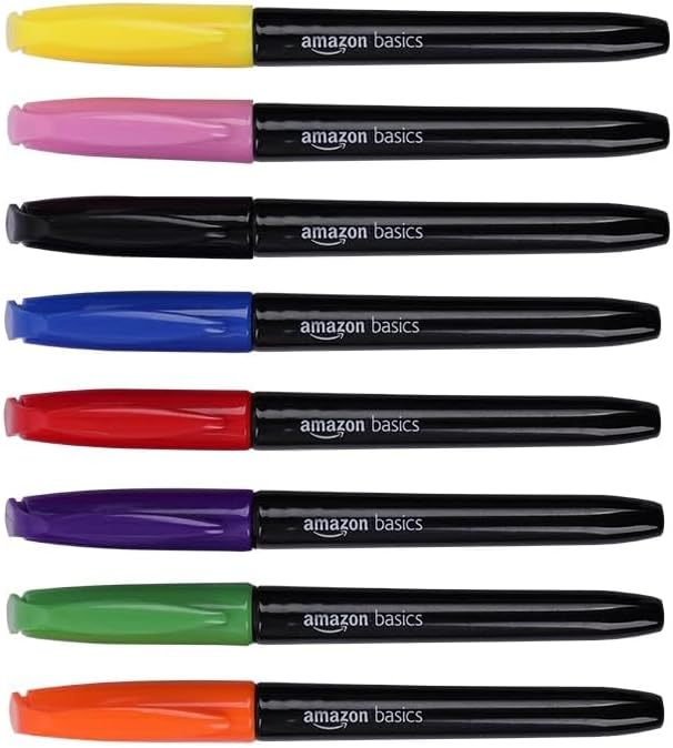 Amazon Basics Fabric Markers, Assorted Colors, 8-Pack