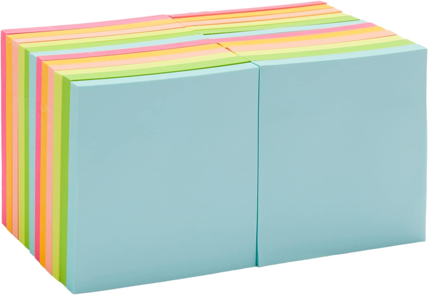 Amazon Basics Square Sticky Notes, 3 x 3-Inch, Assorted Colors, 24-Pack