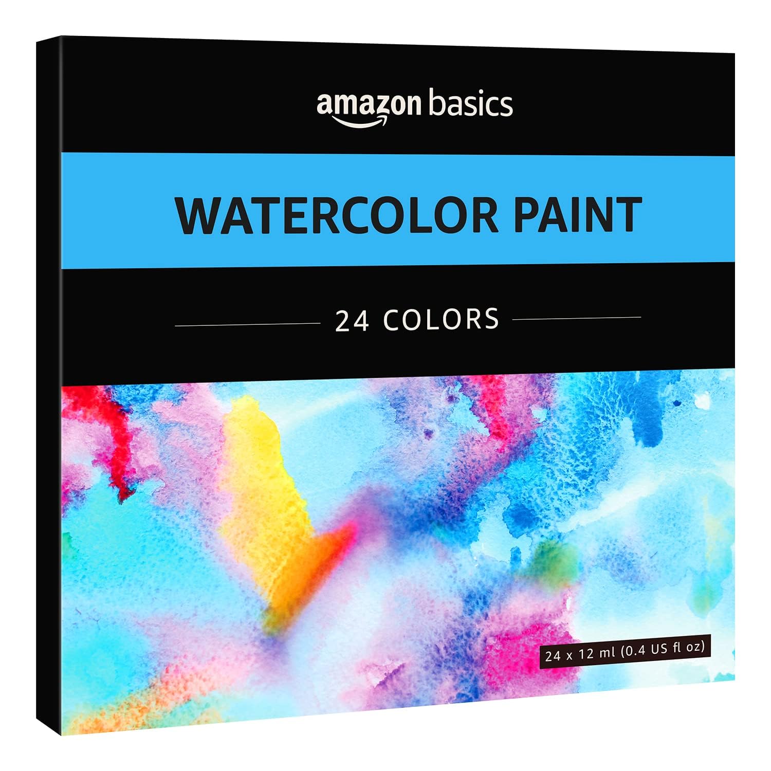 Amazon Basics Watercolor Paint Set Tubes, 24 Colors, Assorted