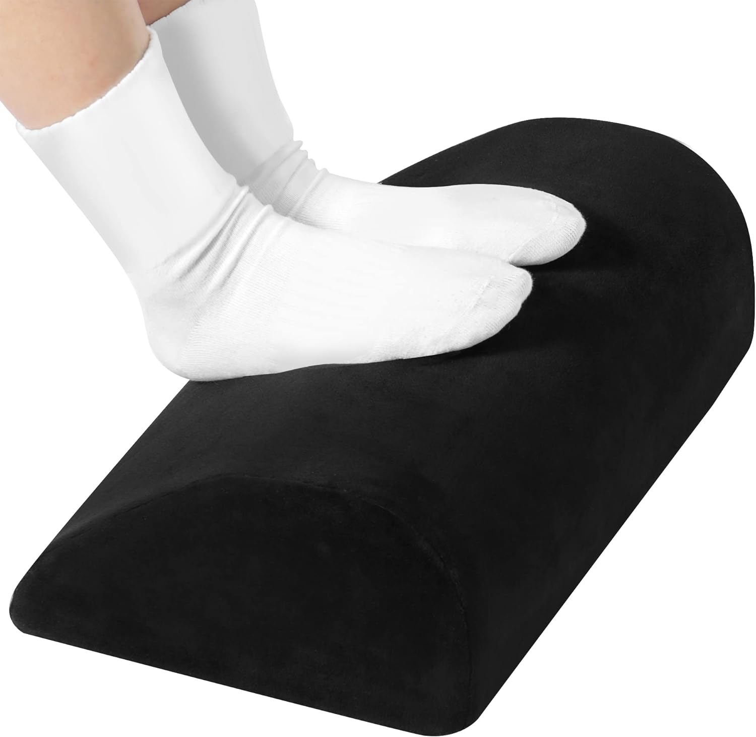 Amazon Basics Under Desk Foam Foot Rest with Washable Cover Comfortable Foot Stool for Home and Office, Black, 5.1 x 10.2 x 17.3 Inch