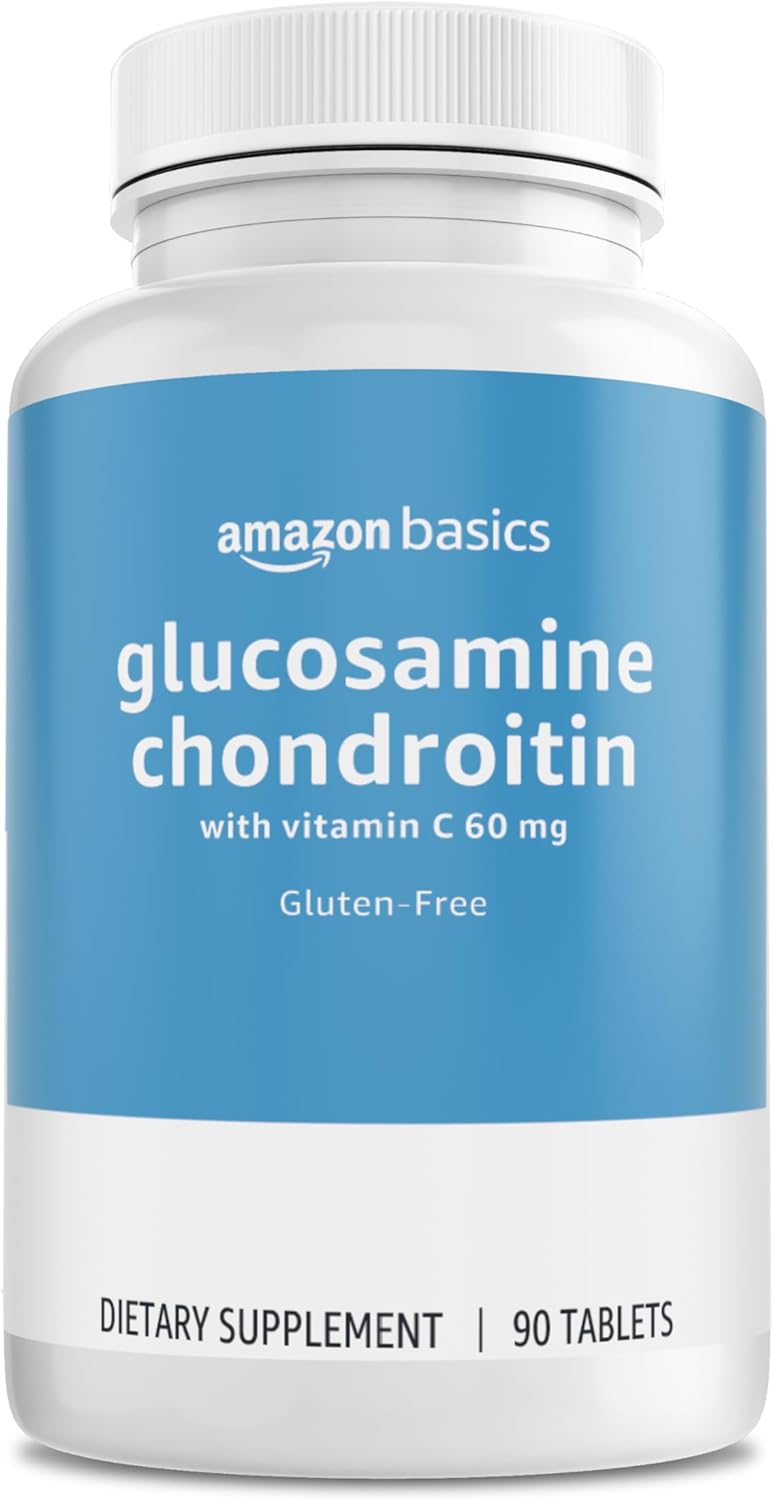 Amazon Basics Glucosamine 1500 mg with Chondroitin and Vitamin C 60 mg, 90 Tablets (2 per serving), Gluten Free