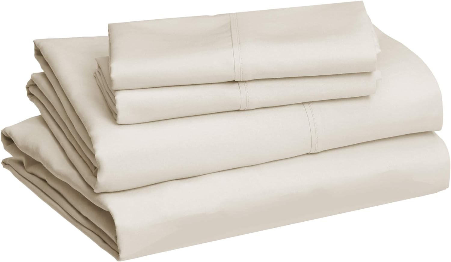 Amazon Basics Lightweight Super Soft Easy Care Microfiber Bed Sheet Set with 14" Deep Pockets - Full (Pack of 4), Beige, Solid