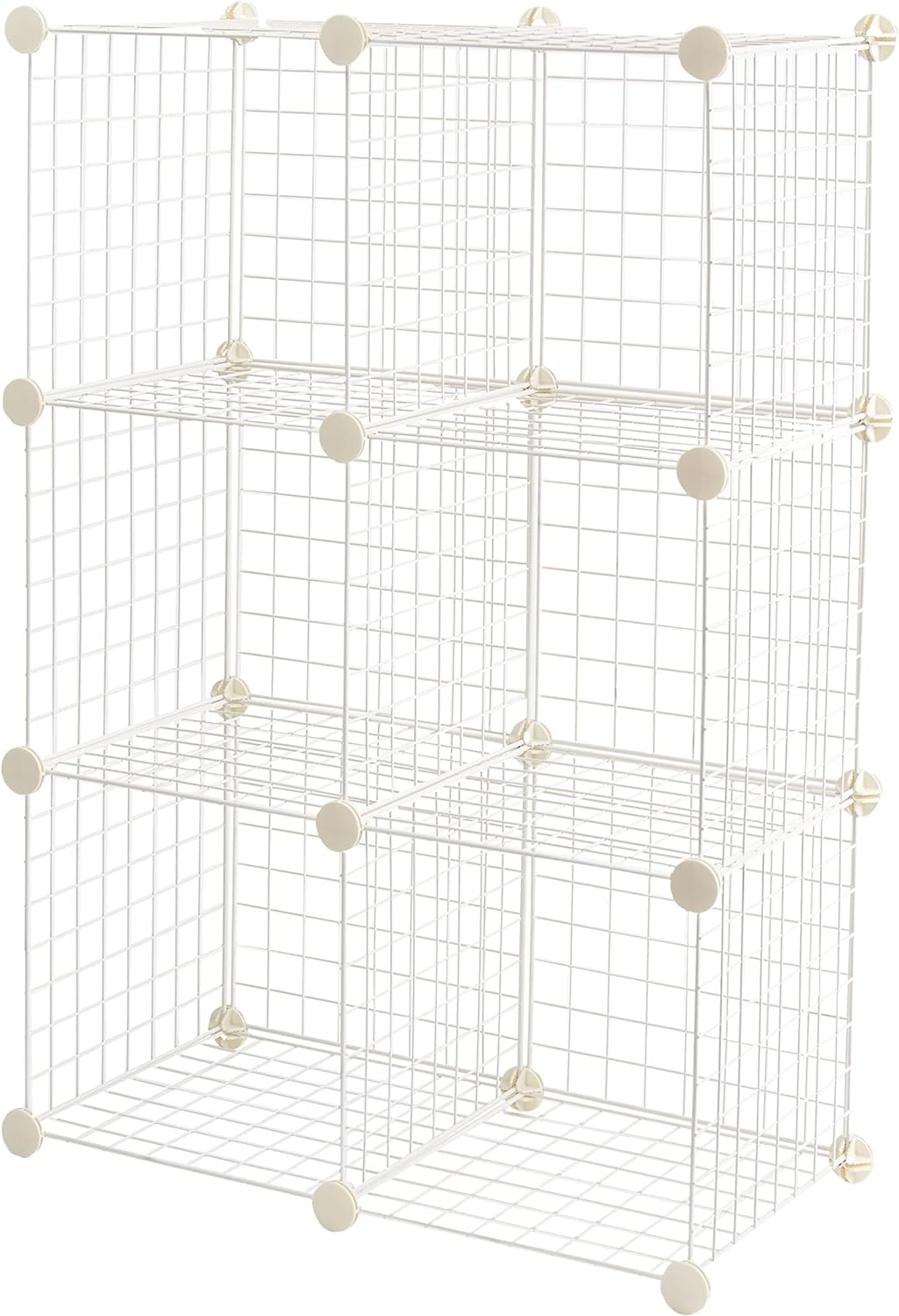 Amazon Basics 6-Cube Wire Grid Stackable Storage Shelves, 12 x 12-Inches, White