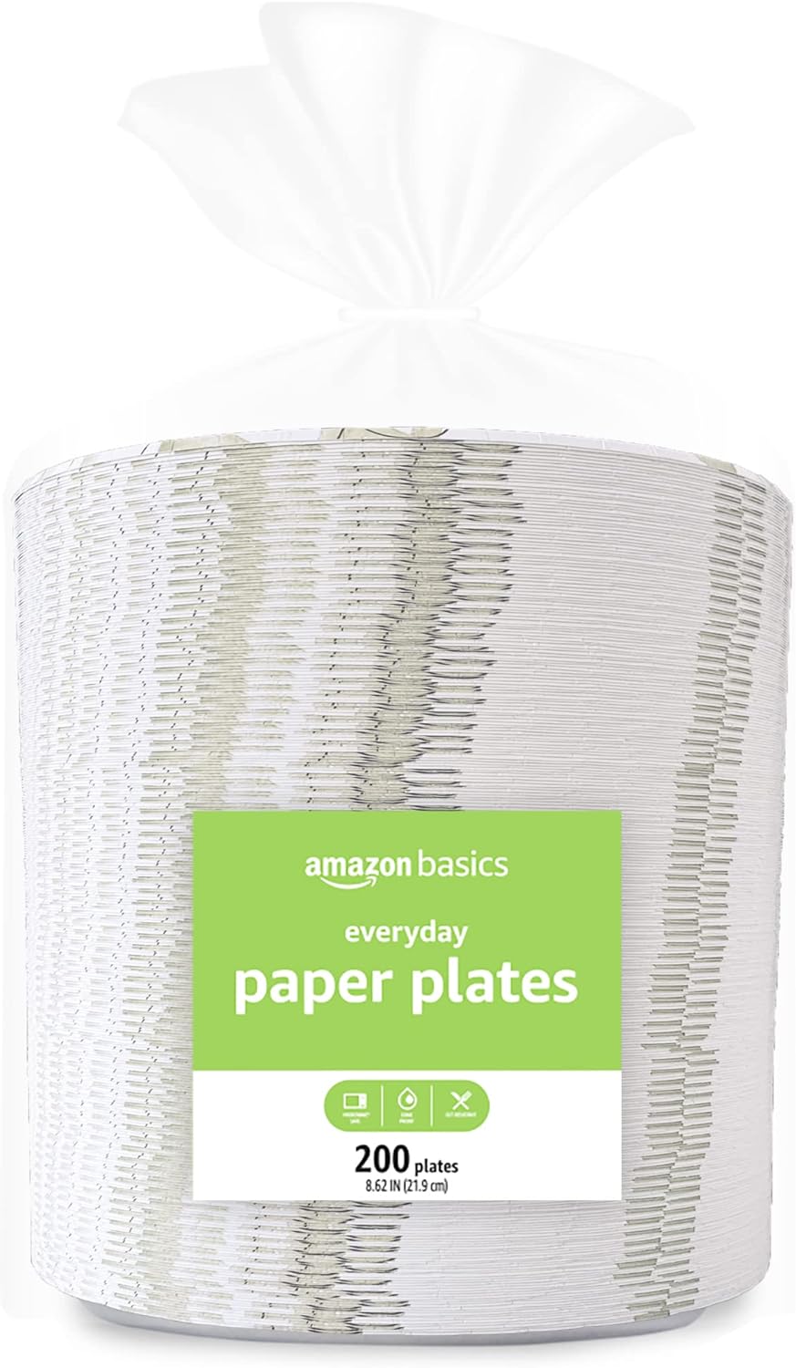 Amazon Basics Everyday Paper Plates, 8 5/8 Inch, Disposable, 200 Count