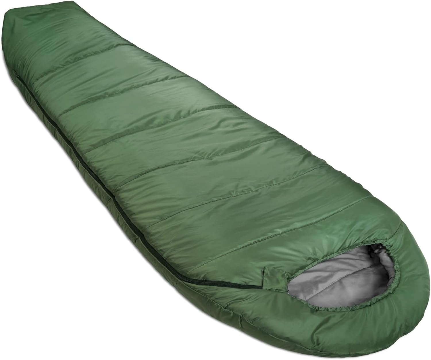 Amazon Basics 3-Season 20 Degree F Mummy Sleeping Bag for Camping and Hiking, Olive Green