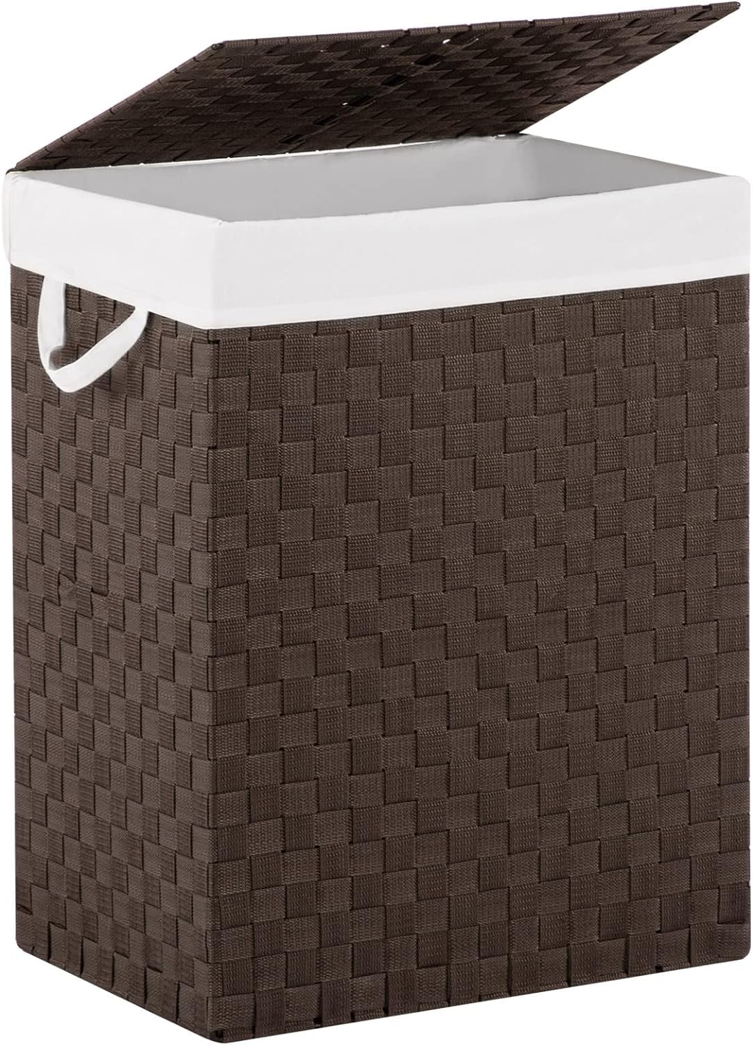 YOUDENOVA Handwoven Laundry Basket Hamper with Removable Liner Bag and Lid, Collapsible Clothes Hamper with Handle, Brown