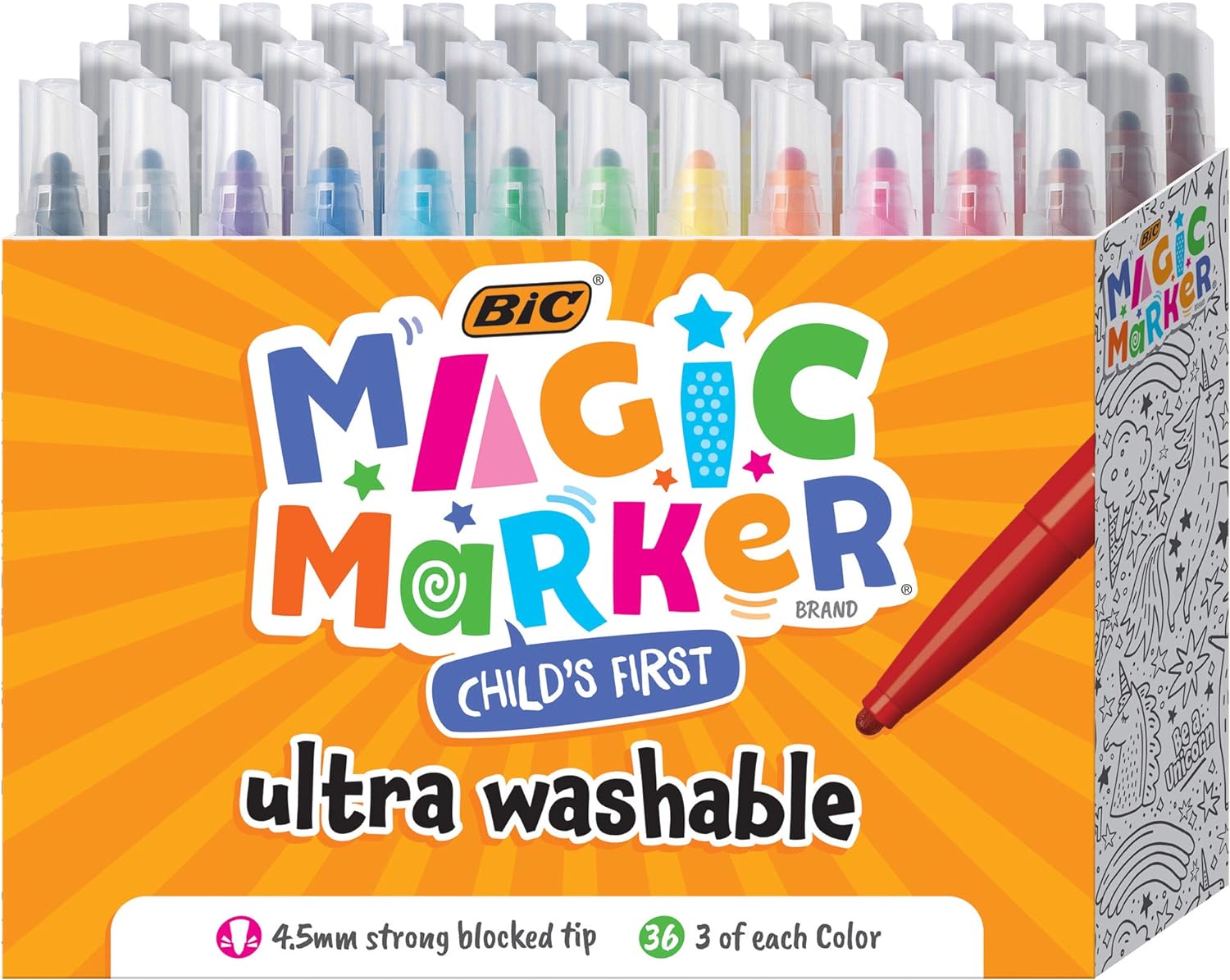 BIC Magic Marker, Flexible Brush Tip (4.5 mm), Assorted Colors, Kids Coloring, 36-Count
