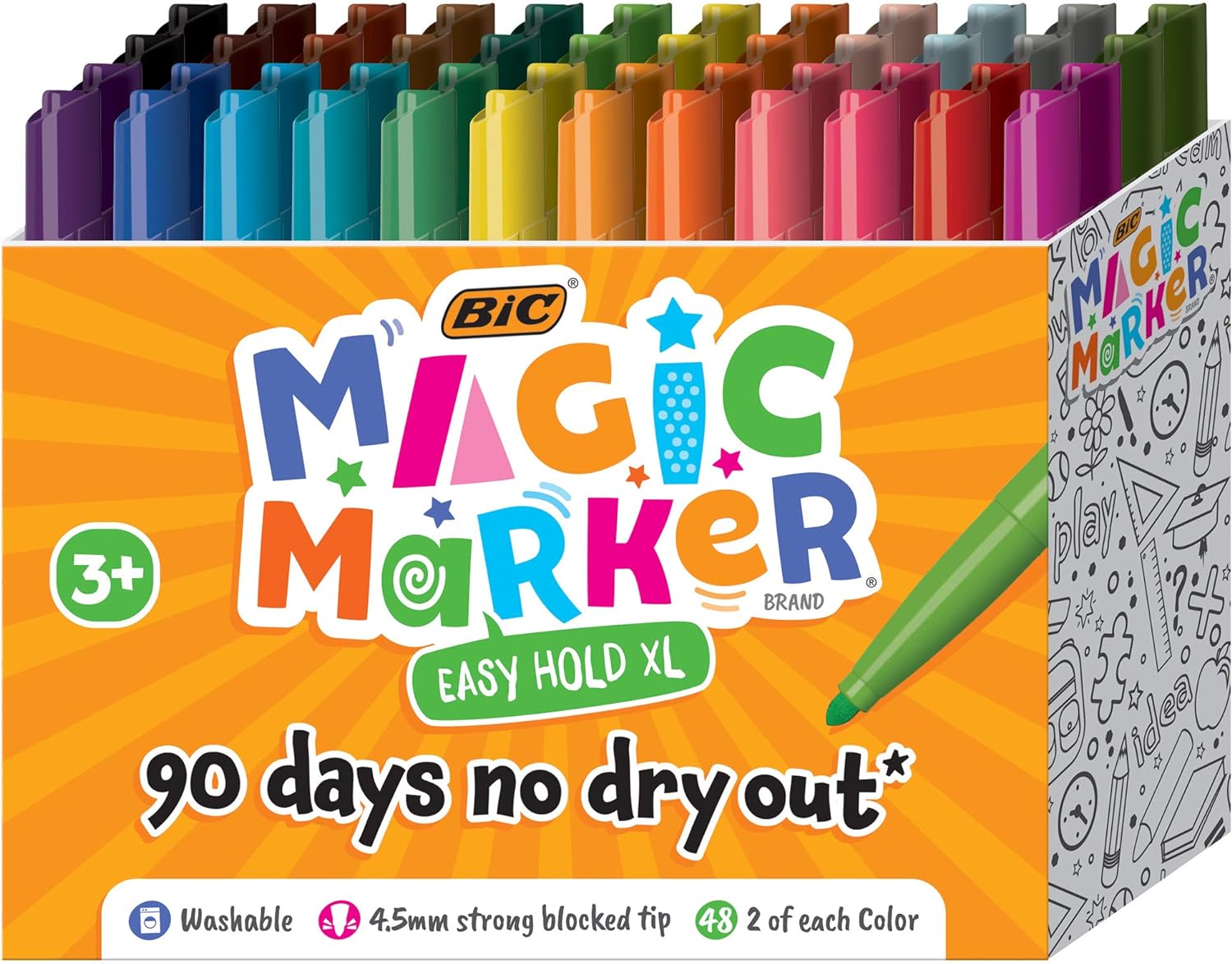 BIC Easy Hold XL Magic Marker, Assorted Colors, 48-Count