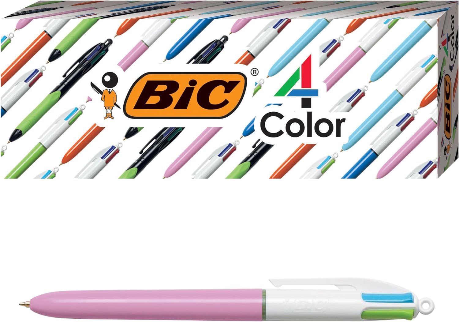 BIC 4-Color Fashion Ballpoint Pen, Medium Point (1.0mm), Assorted Fashion Ink Colors, Fun & Colorful, 4-Count