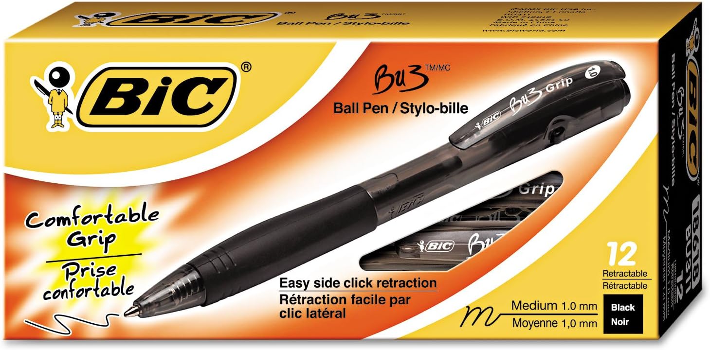 BIC Ballpoint Retractable Pens (BU311BK), Black