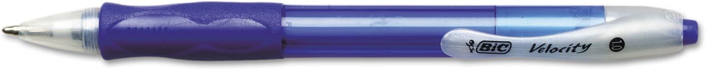 BIC VLG11-BLUE Velocity Retractable Ballpoint Pen, Refillable, Medium Point (1.0 mm), Blue, 12-Count