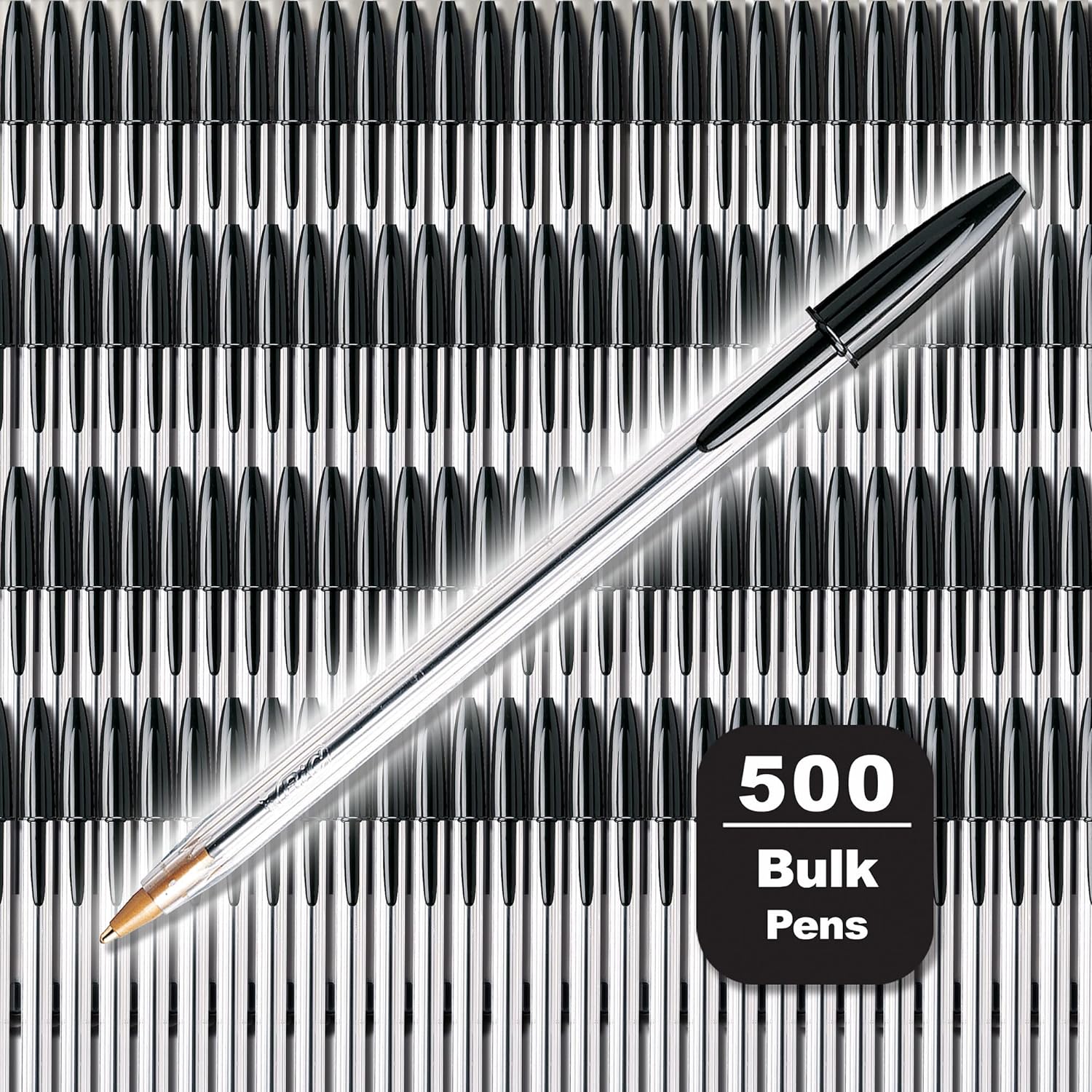 BIC Cristal Xtra Smooth Black Ballpoint Pens, Medium Point (1.0mm), 500-Count Pack of Bulk Pens, World' No. 1 Ball Pen