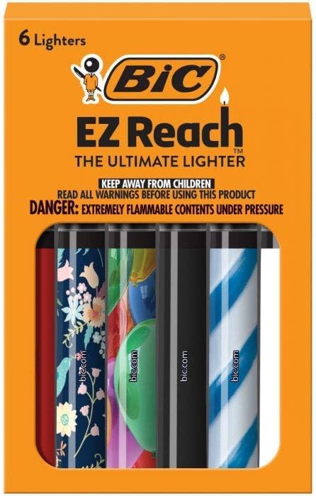 BIC EZ Reach Candle Lighter, The Ultimate Lighter with Extended Wand for Grills and Firepits (1.45-inch), Favorites Series, 6 Count Pack (Assortment of Designs May Vary)