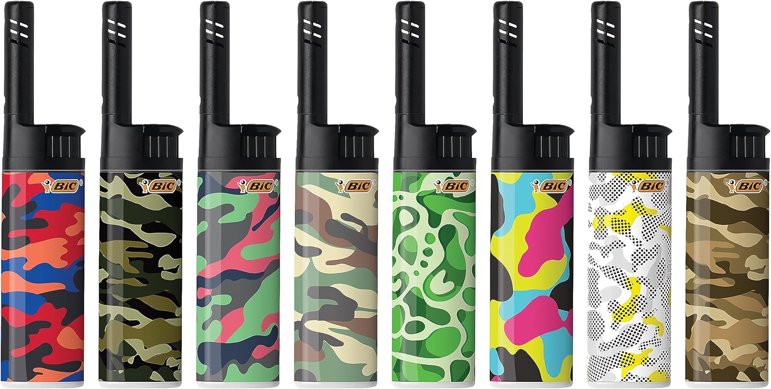 BIC EZ Reach Candle Lighter, The Ultimate Lighter with Extended Wand for Grills and Firepits (1.45-inch), Camouflage Lighters, 3 Count Pack (Assortment of Designs May Vary)