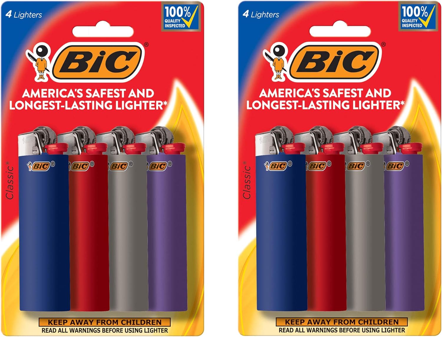 BIC Classic Maxi Pocket Lighter, Safe and Reliable, Assorted Colors, 8-Pack (Colors and Packaging May Vary)