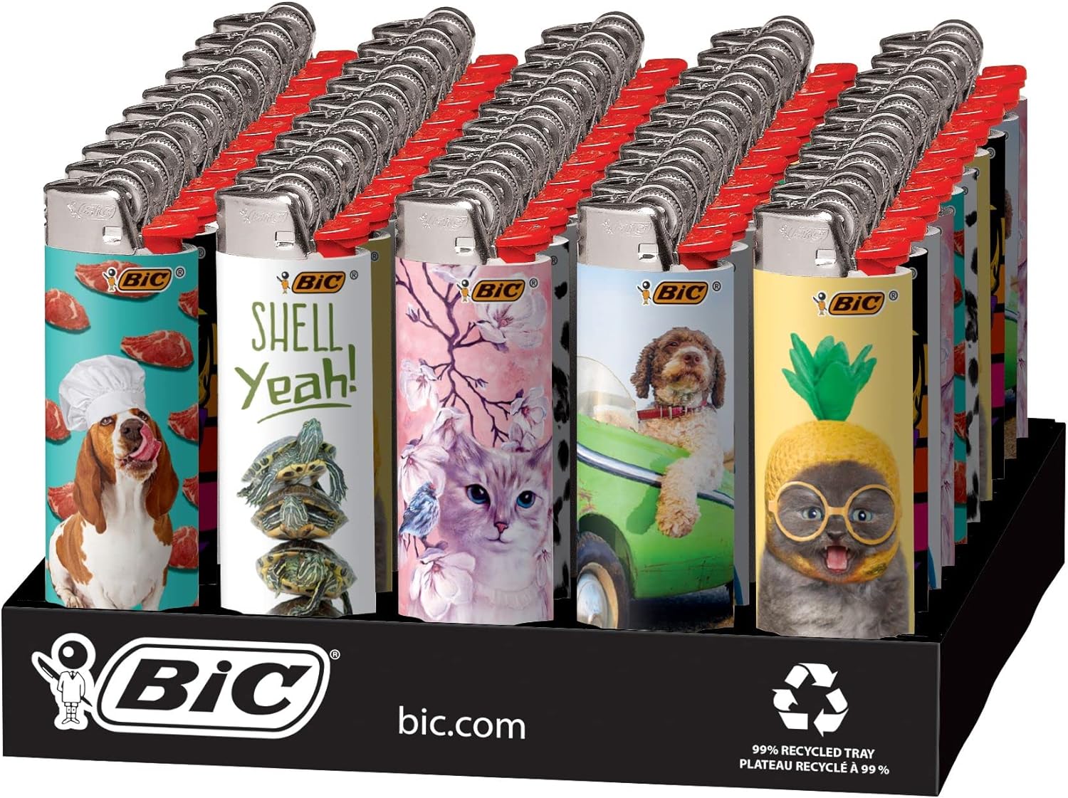 BIC Special Edition Animal Lover Series Maxi Pocket Lighters, 50-Count Tray
