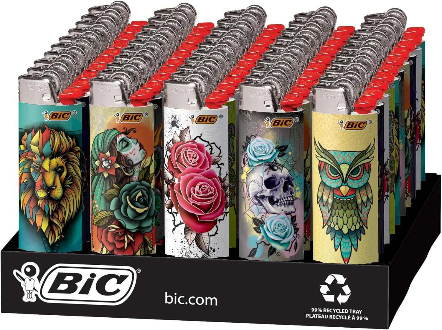 BIC Special Edition Tattoos Series Lighters, 50-Count Tray