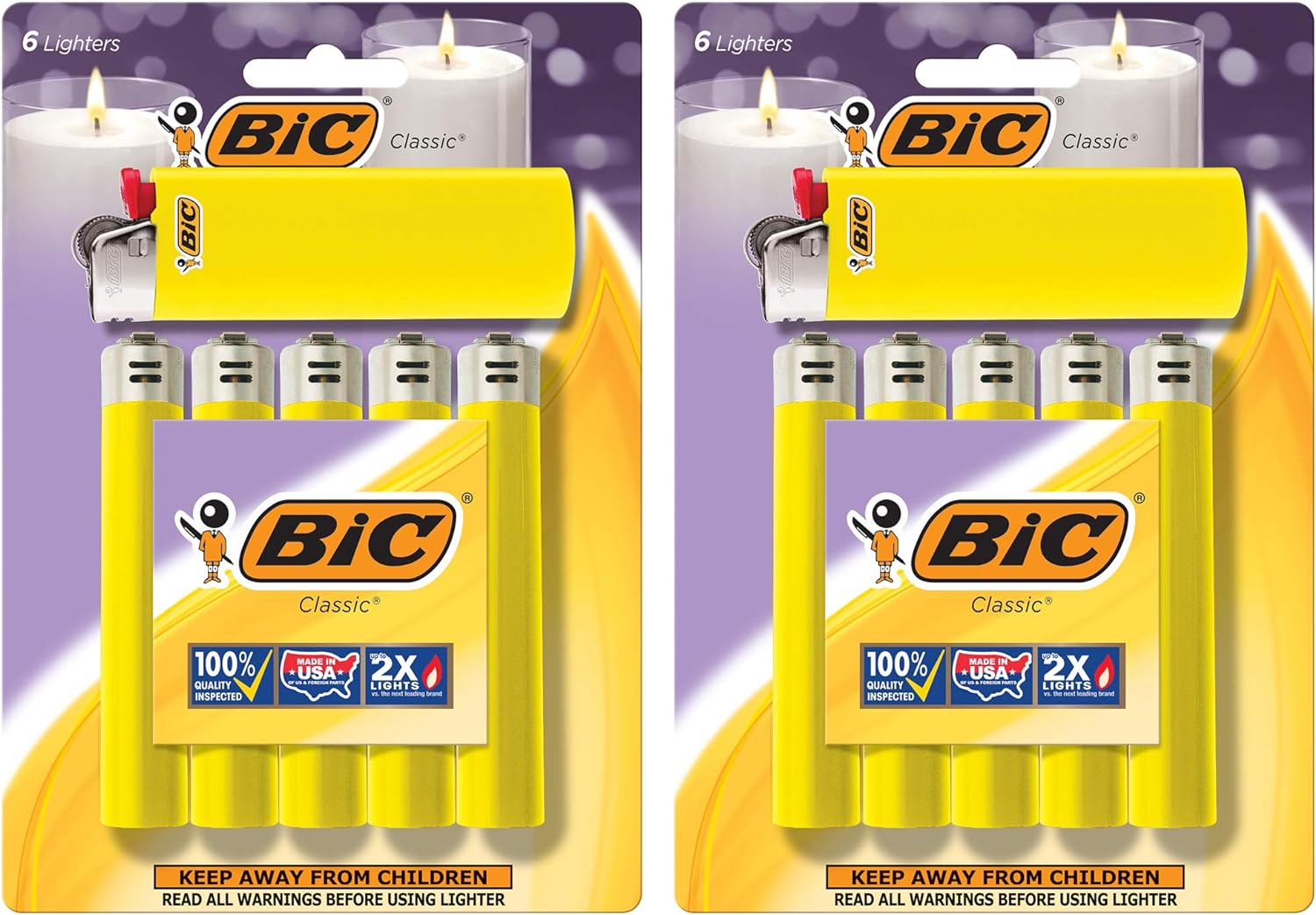 BIC Classic Lighter, Yellow, 12-Pack (Packaging May Vary)