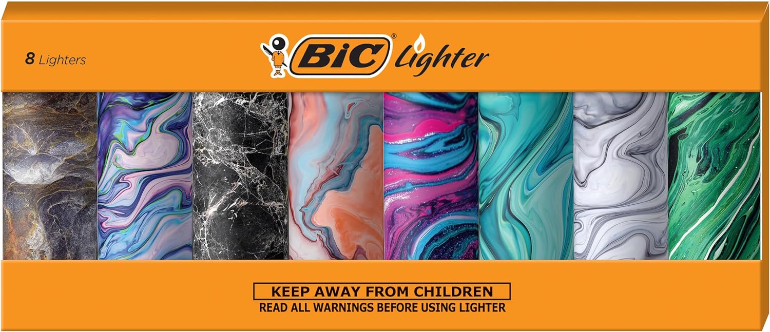 BIC Special Edition Marble Lighters, Set of 8 Lighters