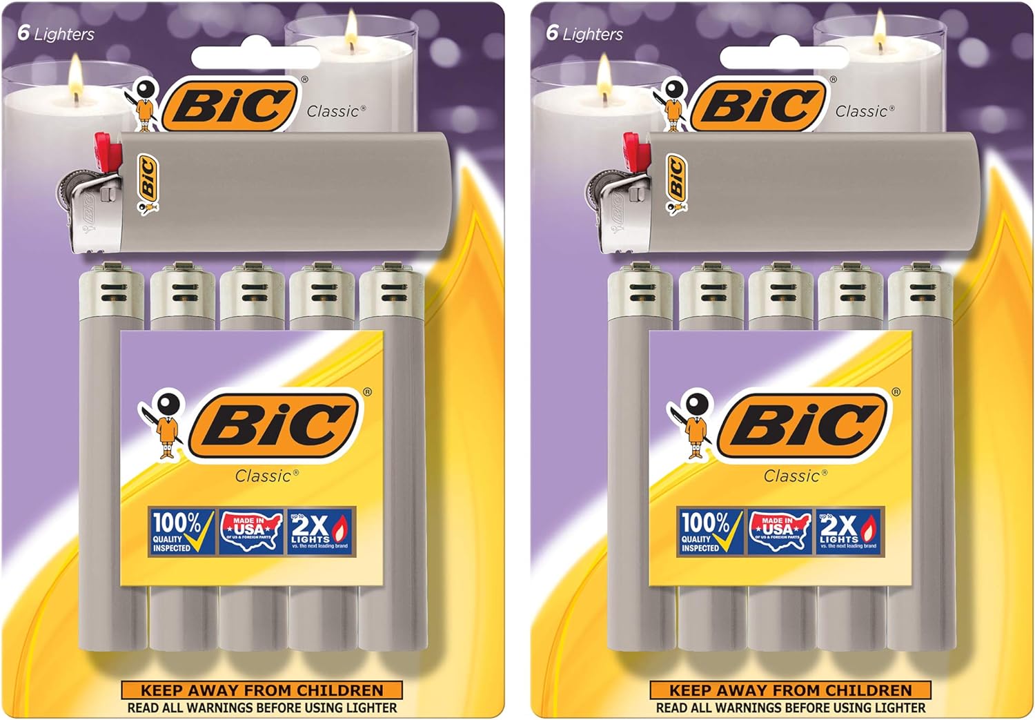 BIC Classic Lighter, Gray, 12-Pack (Packaging May Vary)