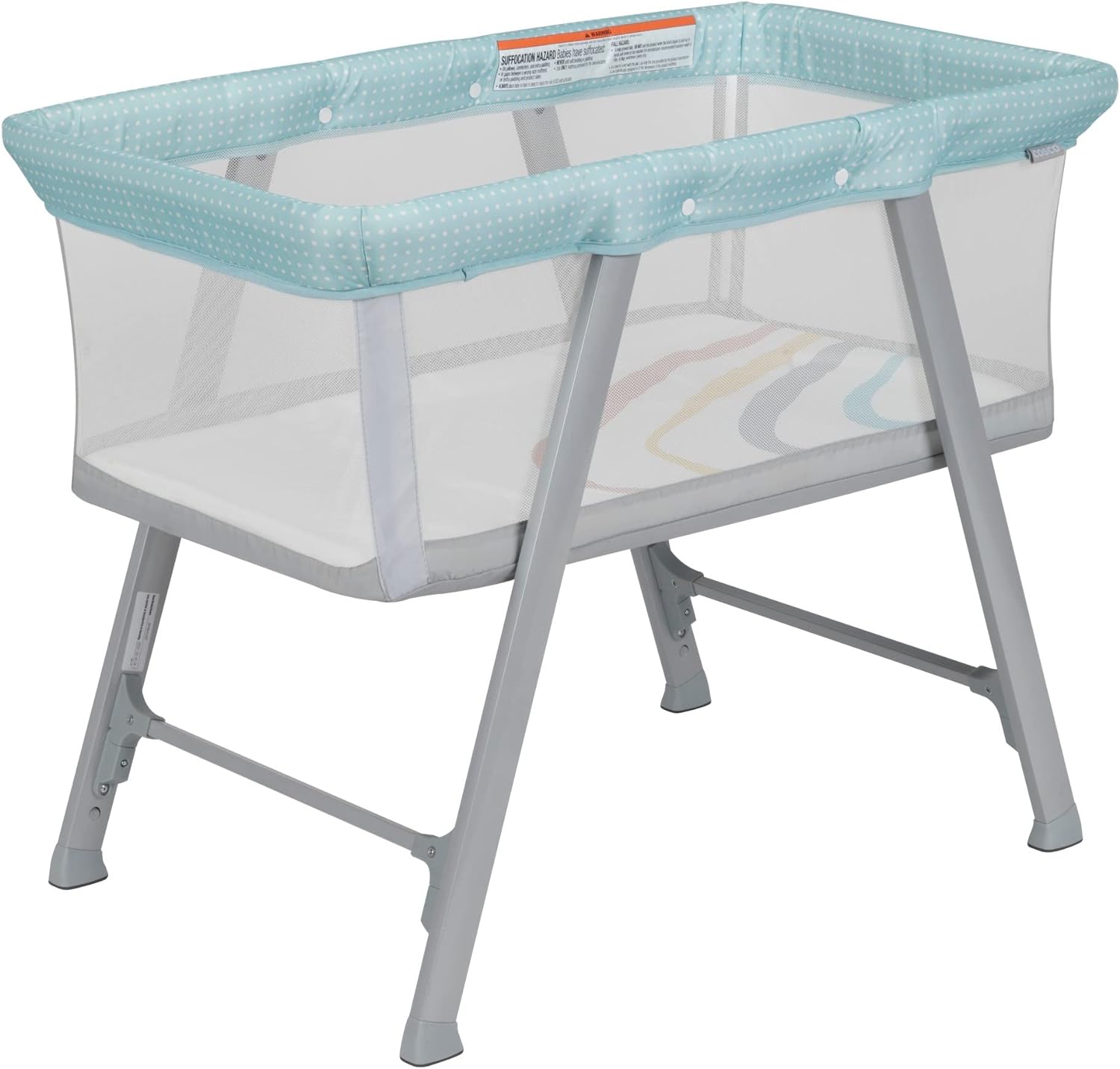 Cosco SleepAway Bassinet, Breathable mesh Sides Provide Increased air Flow and Keep Baby Cooler, Rainbow