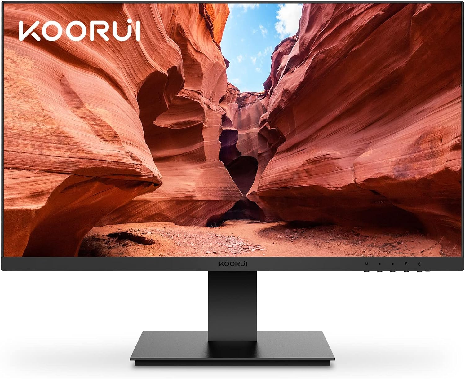 KOORUI 27 Inch FHD Monitor, Computer Monitor(1080P, 75HZ, HDMI+VGA, 99% SRGB, 5ms Response, Eye Care) Virtually Borderless Design Display Monitor, Frameless