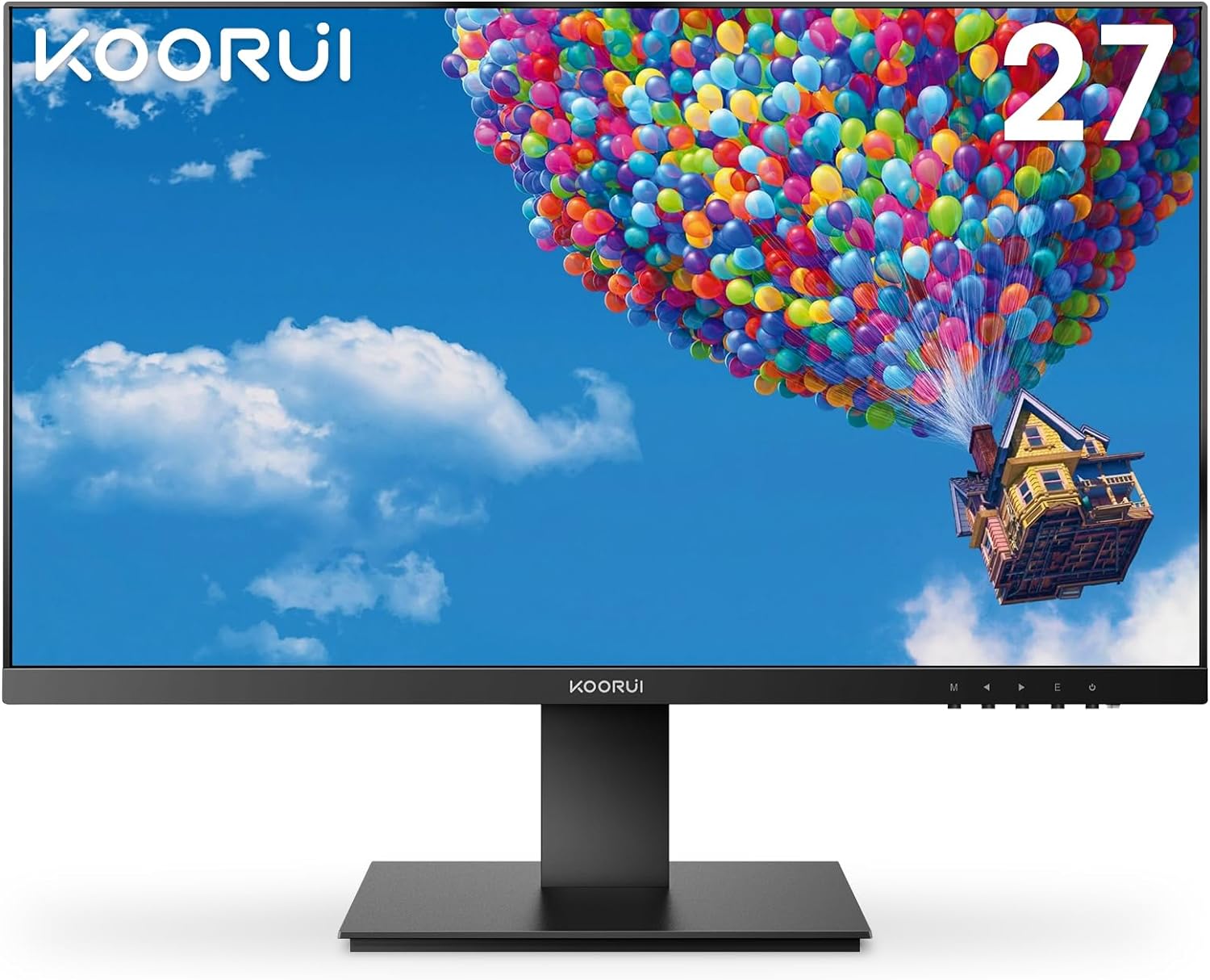 KOORUI 27 Inch FHD Monitor, Computer Monitors Full HD(1920 x 1080p) IPS Display 75Hz, HDMI, VGA, 5ms Response Time, 75 x 75 mm VESA Mountable, Frameless