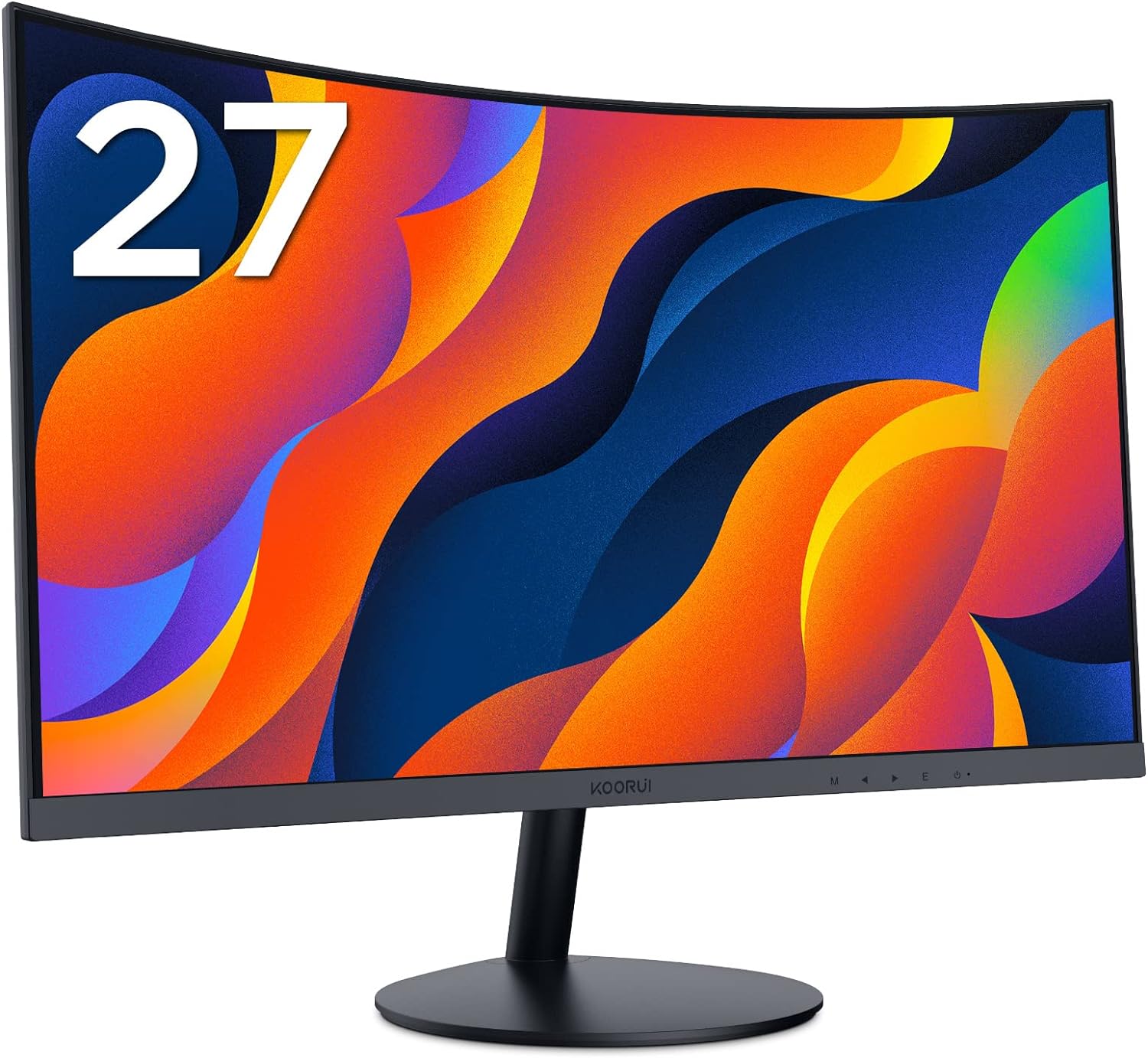 KOORUI 27-inch Curved Computer Monitor- Full HD 1080P 75Hz Gaming Monitor 1800R LED Monitor HDMI VGA, Tilt Adjustment, Eye Care, Black 27N5C