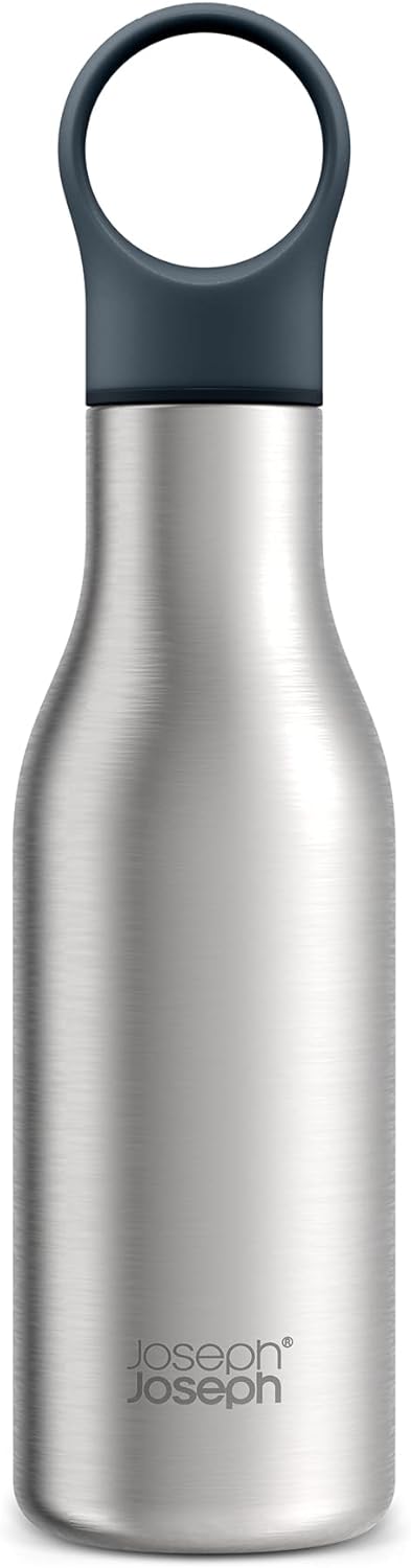 Joseph Joseph Loop Vacuum Insulated Water Bottle 500 ml (17 fl. oz) - Brushed/Anthracite