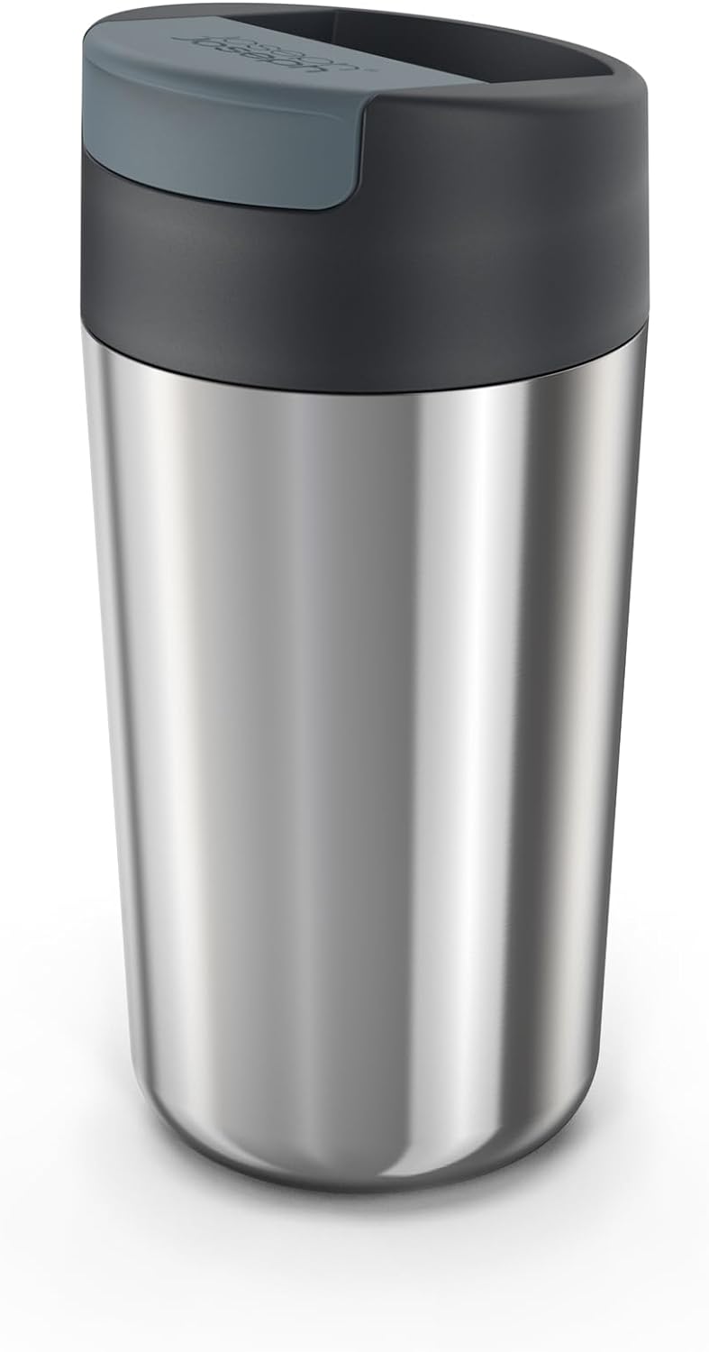 Joseph Joseph Sipp Stainless Steel Insulated Travel mug, Hygienic Leakproof reusable Vacuum thermal mug, Coffee & Tea Insulated Cup - 16 fl. oz