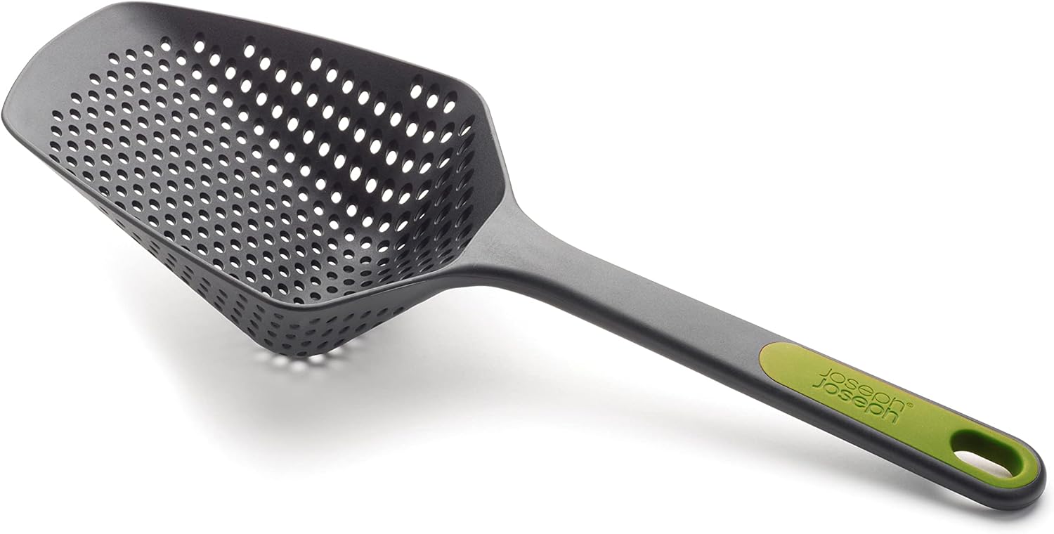 Joseph Joseph Scoop Colander Strainer Slotted Spoon, Large, Gray/Green