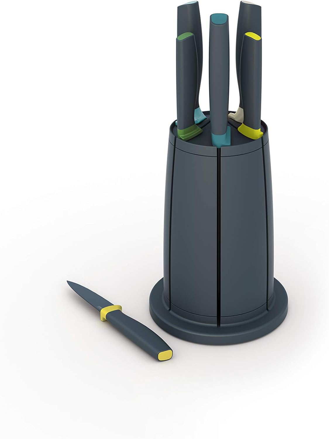 Joseph Joseph Elevate Knives 5 piece Carousel Set with Rotating Knife Block, Stainless Steel, Opal/Black, 4