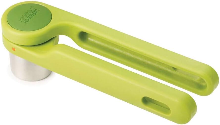 Joseph Joseph Helix Garlic Press Mincer Ergonomic Twist-Action Hand Juicer Stainless Steel, Green, One-Size