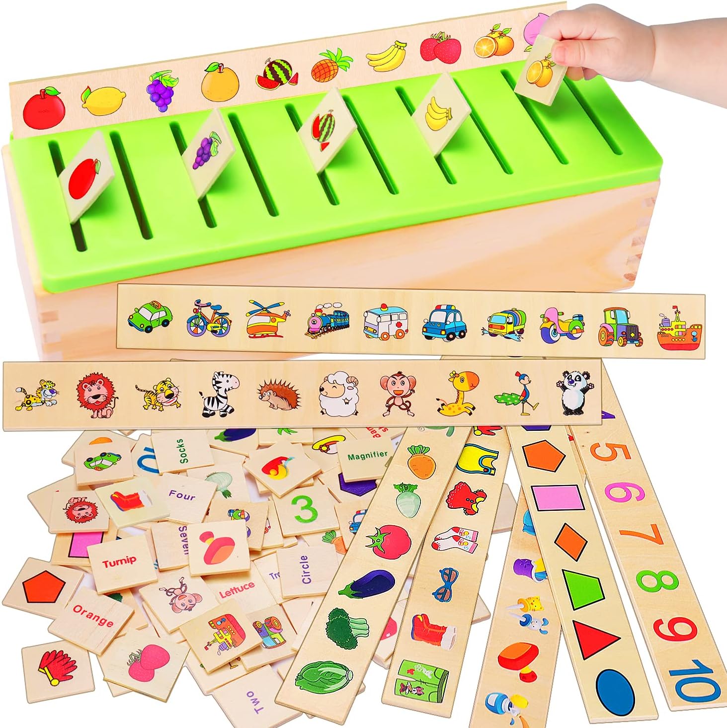 Wooden Sorting Box Montessori Toys for Toddlers 1+ 2 3 4 Year Old Color Shape Matching Games Preschool Learning Activities Baby Sensory Bin Wood Autism Toys for Toddlers 1-3 Girl Boy Kid Birthday Gift