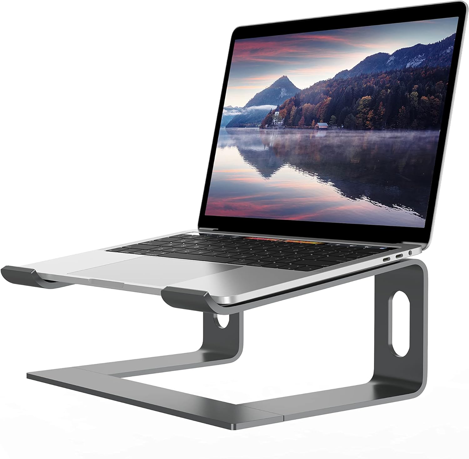 ALASHI Laptop Stand for Desk, Aluminum Computer Riser, Ergonomic Notebook Holder, Detachable Metal Laptops Elevator, PC Cooling Mount Support 10 to 15.6 Inches Notebook, Grey