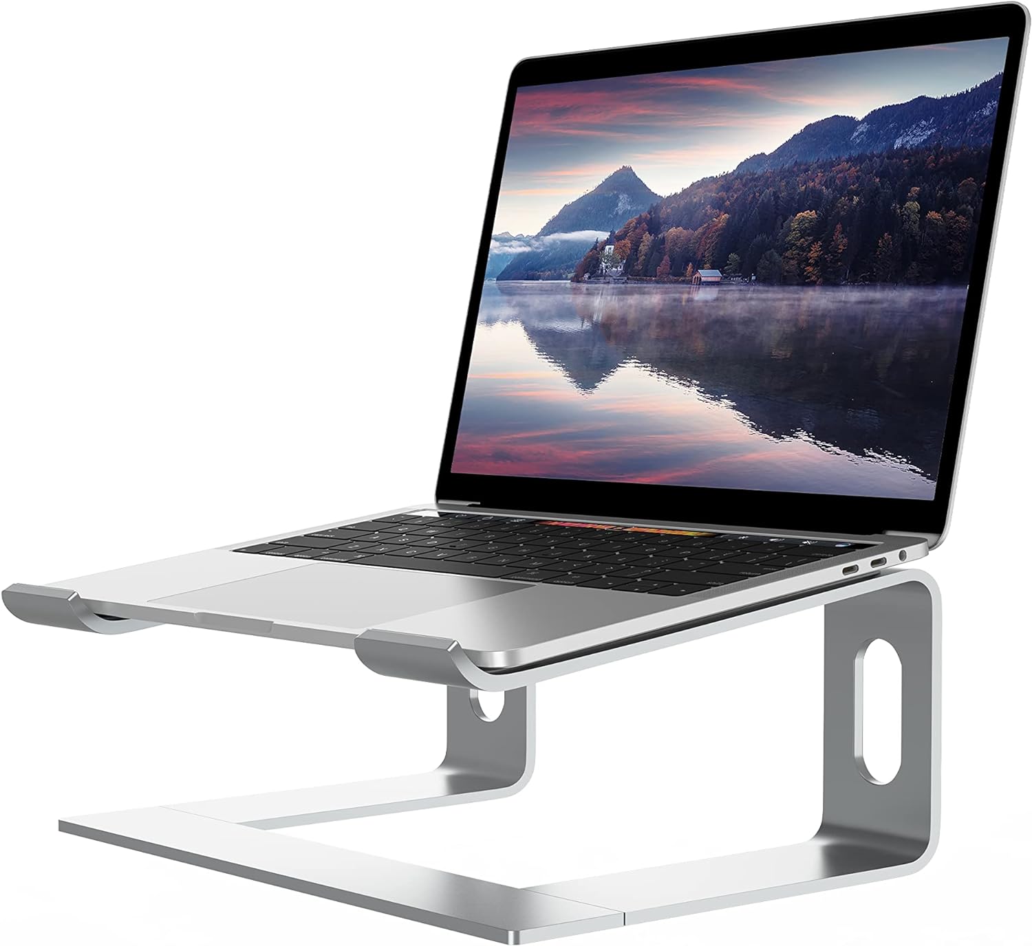 ALASHI Laptop Stand for Desk, Aluminum Computer Riser, Ergonomic Notebook Holder, Detachable Metal Laptops Elevator, PC Cooling Mount Support 10 to 15.6 Inches Notebook, Silver