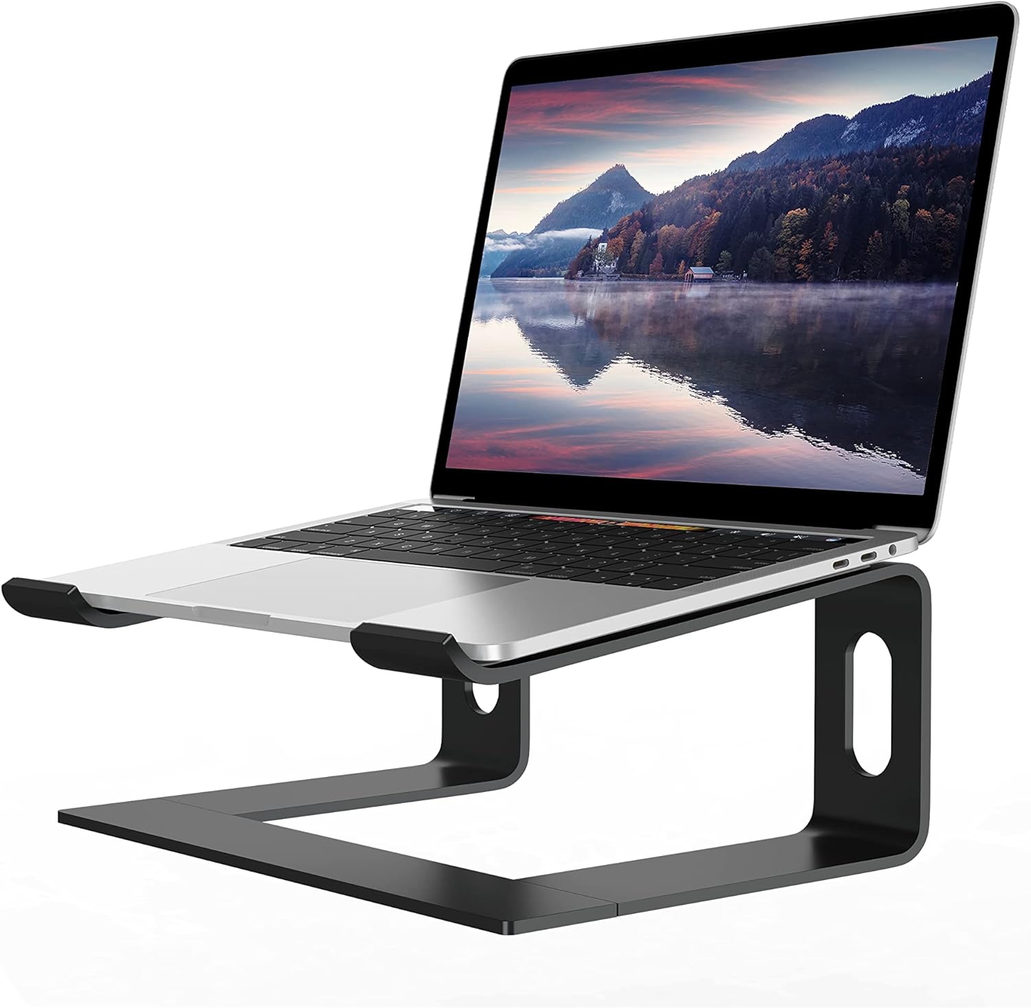 ALASHI Laptop Stand for Desk, Aluminum Computer Riser, Ergonomic Notebook Holder, Detachable Metal Laptops Elevator, PC Cooling Mount Support 10 to 15.6 Inches Notebook, Black