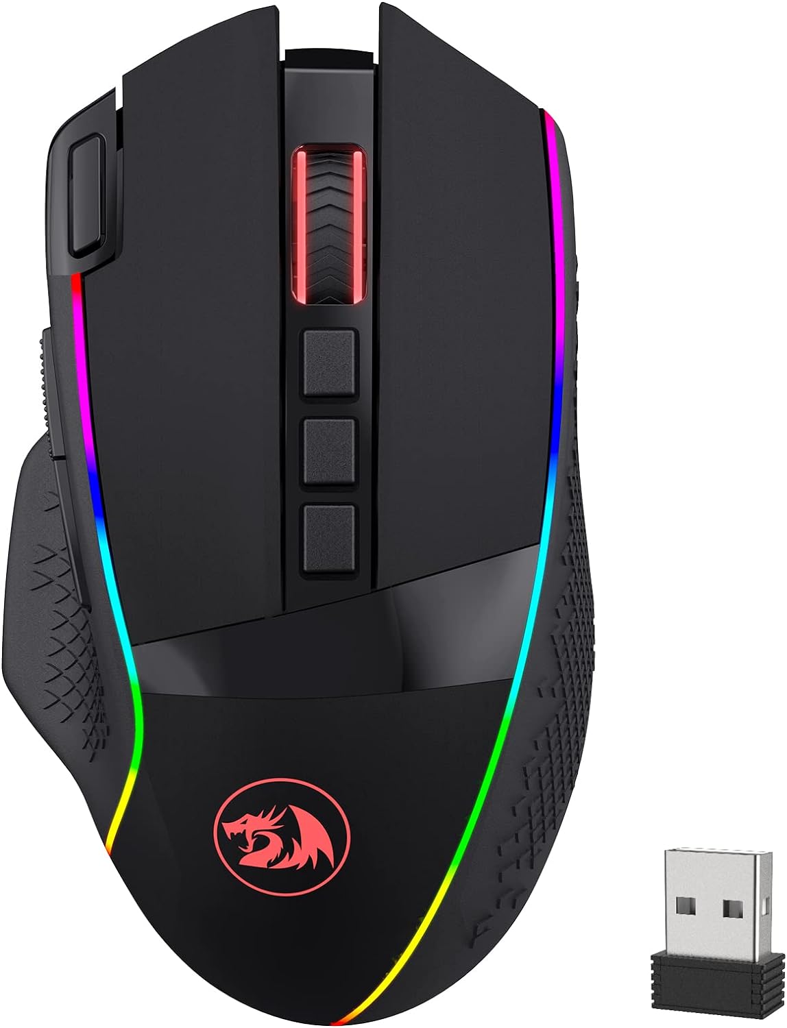 Redragon M991 Wireless Gaming Mouse, 19000 DPI Wired/Wireless Gamer Mouse w/Rapid Fire Key, 9 Macro Buttons, 45-Hour Durable Power Capacity and RGB Backlight for PC/Mac/Laptop