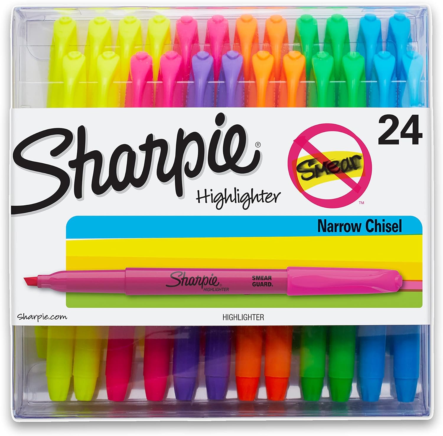 SHARPIE Pocket Style Highlighters, Chisel Tip, Assorted Colors, 24 Count