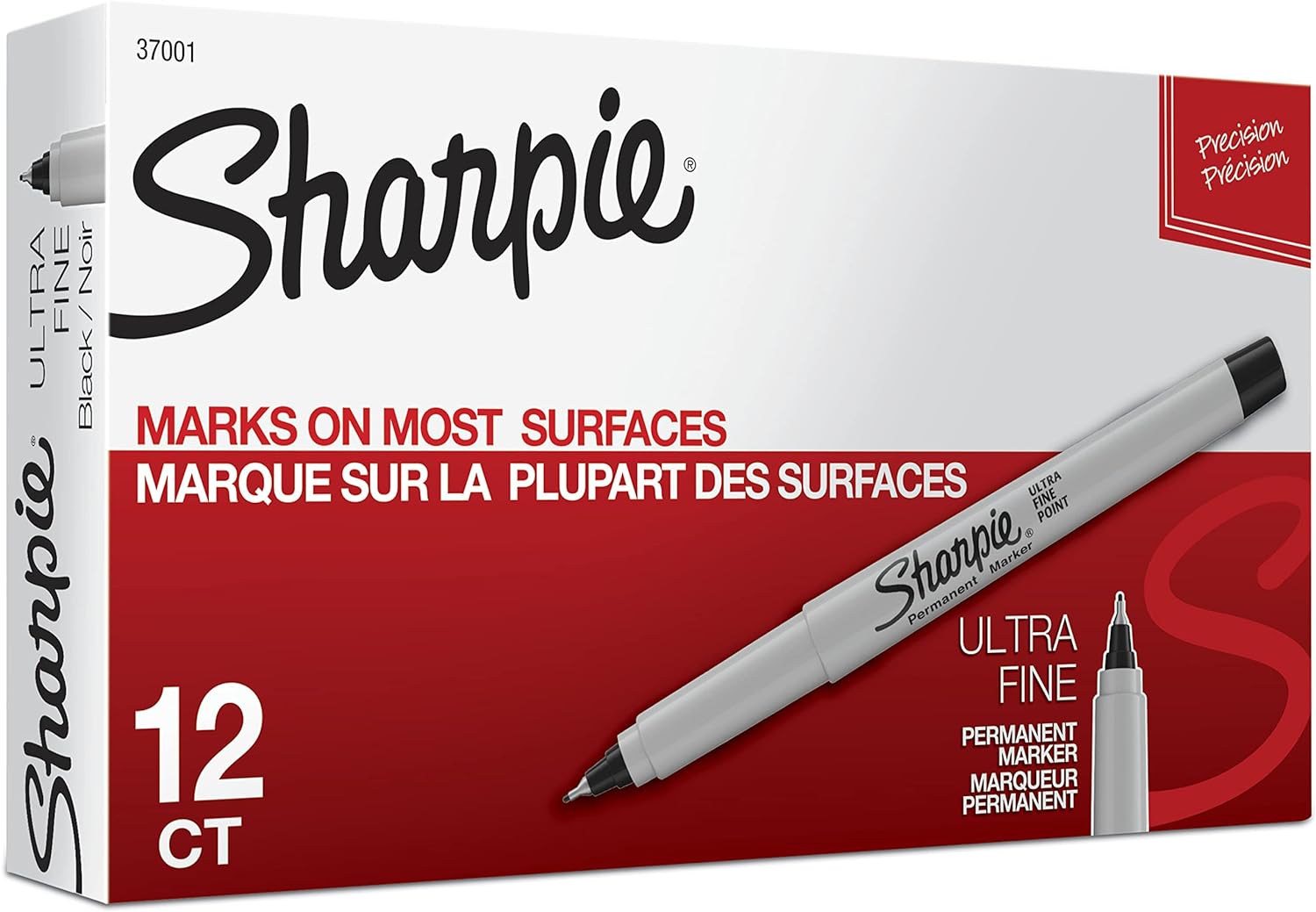 SHARPIE Permanent Markers, Ultra Fine Point, Black, 12 Count