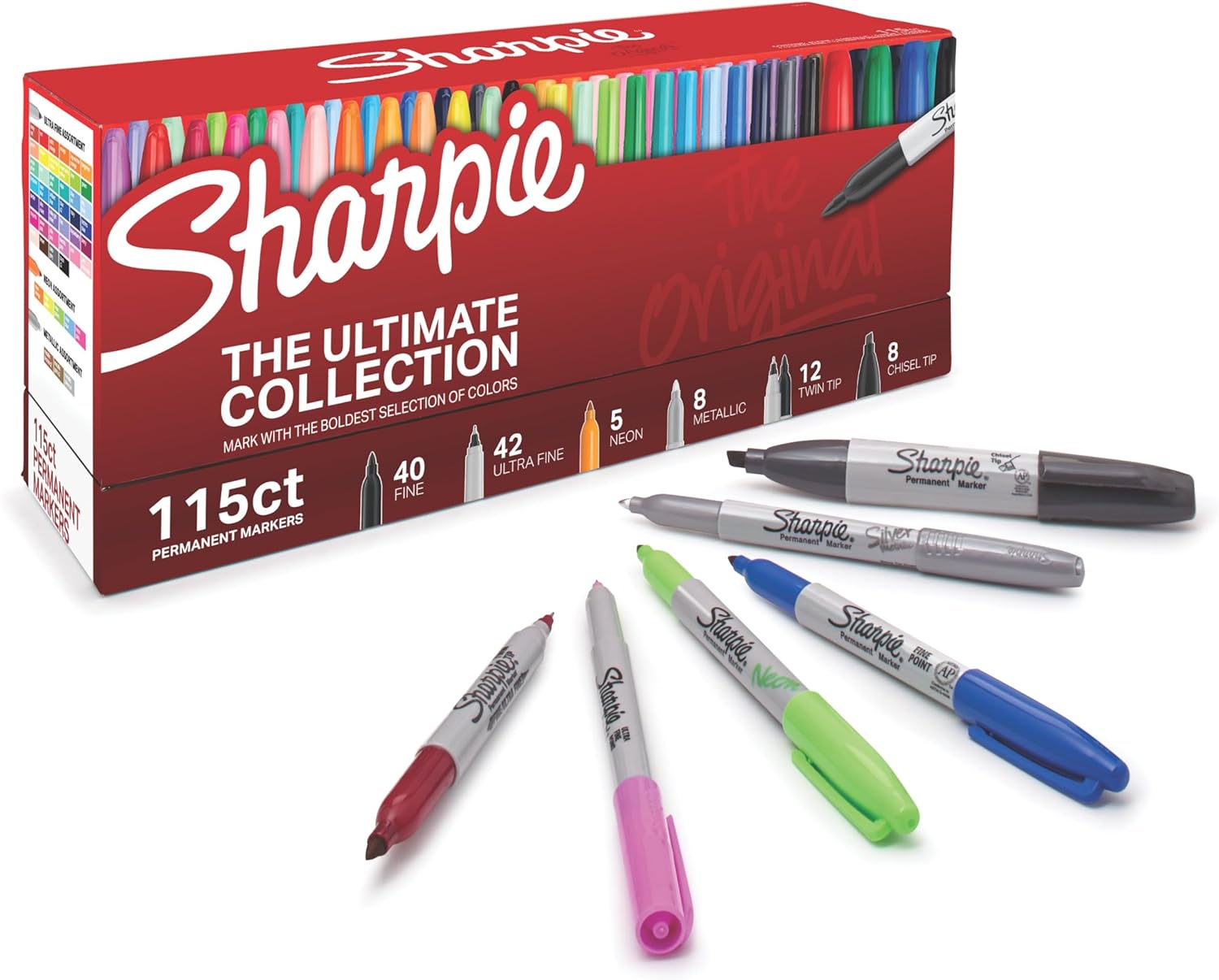 Sharpie Permanent Markers Ultimate Collection, Assorted Tips and Colors, 115 Count