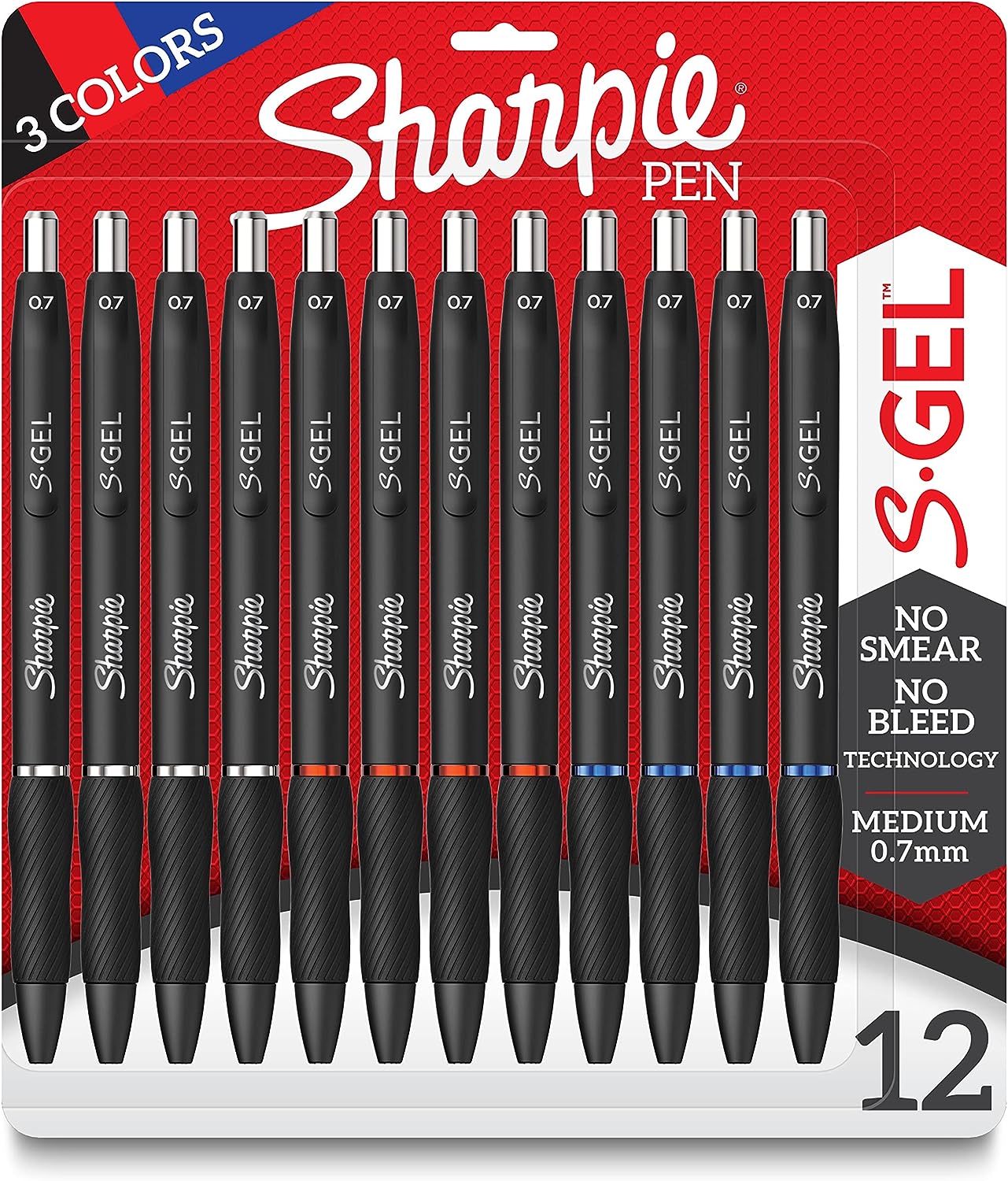 SHARPIE S-Gel, Gel Pens, Medium Point (0.7mm), Assorted Colors, 12 Count