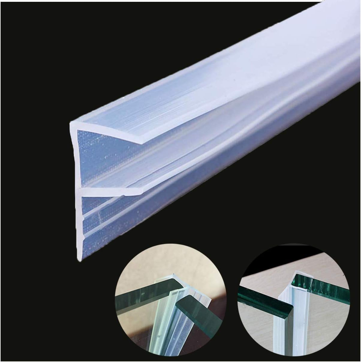 Queenbox Shower Door Seal Strip 120 inches Cuttable Length, 20mm Extended Water Retaining Edge, Frameless Glass Door/Window Sweep to Stop Shower Water Leaks, 3/8