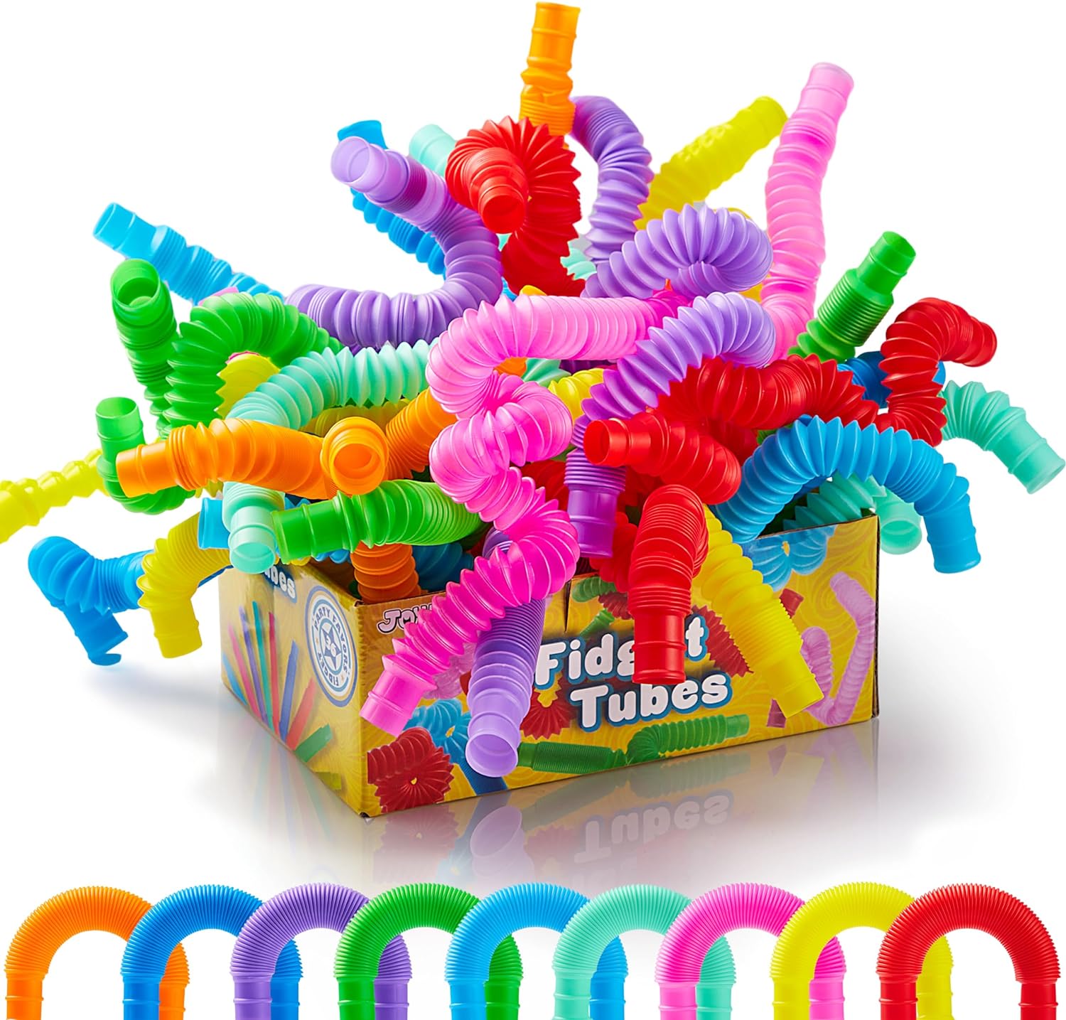 JOYIN 36 Pack Pop Tubes, Fidget Tubes Party Favors - 9 Colors, s, Connectable and Extendable for Stress Relief - Perfect for Party, Classroom Exchange, School Reward