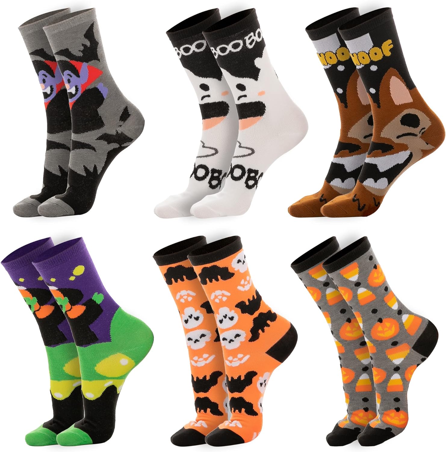 JOYIN 6 Pairs Halloween Socks Fuzzy Fall Socks, Novelty Halloween Pumpkin Socks, Warm Soft spooky socks