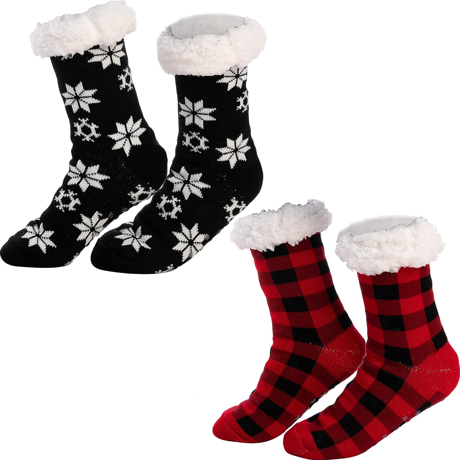 JOYIN 2 Pack Women' Fleece Lining Fuzzy Soft Slipper Socks Soft Premium Fleece Crew Socks for Winter Christmas, Holiday or Birthday Gift