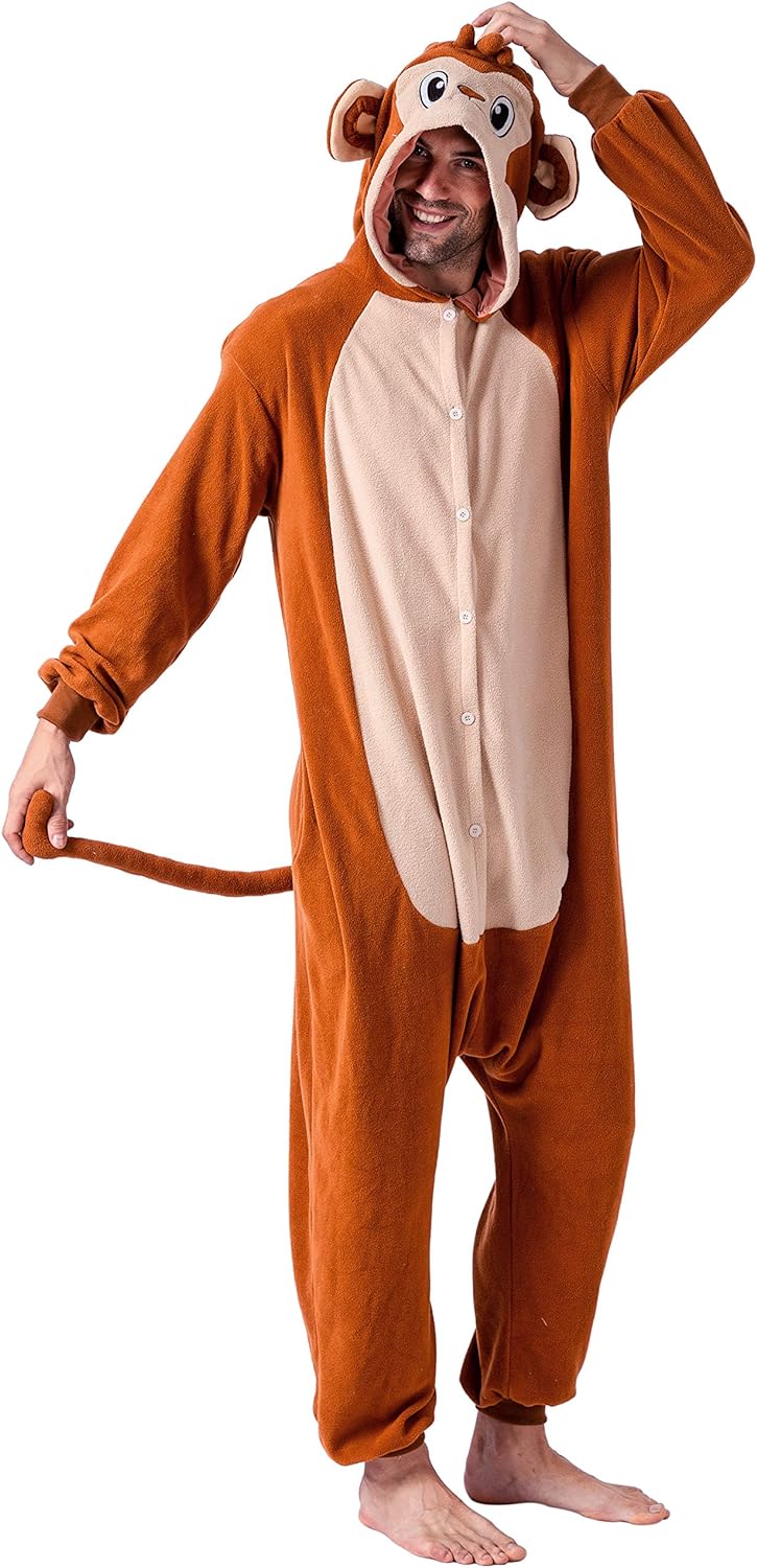 Spooktacular Creations Unisex Adult Pajama Plush jumpsuit One Piece Monkey Animal Costume