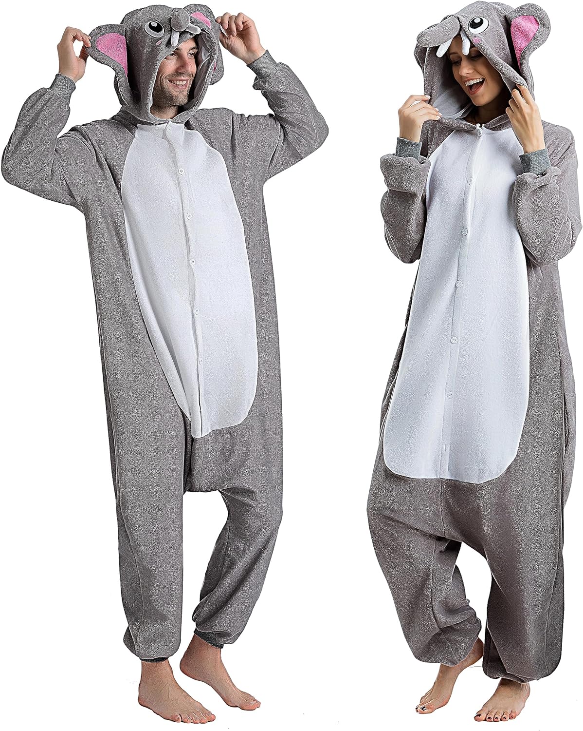 Spooktacular Creations Unisex Adult Pajama Plush jumpsuit One Piece Elephant Animal Costume