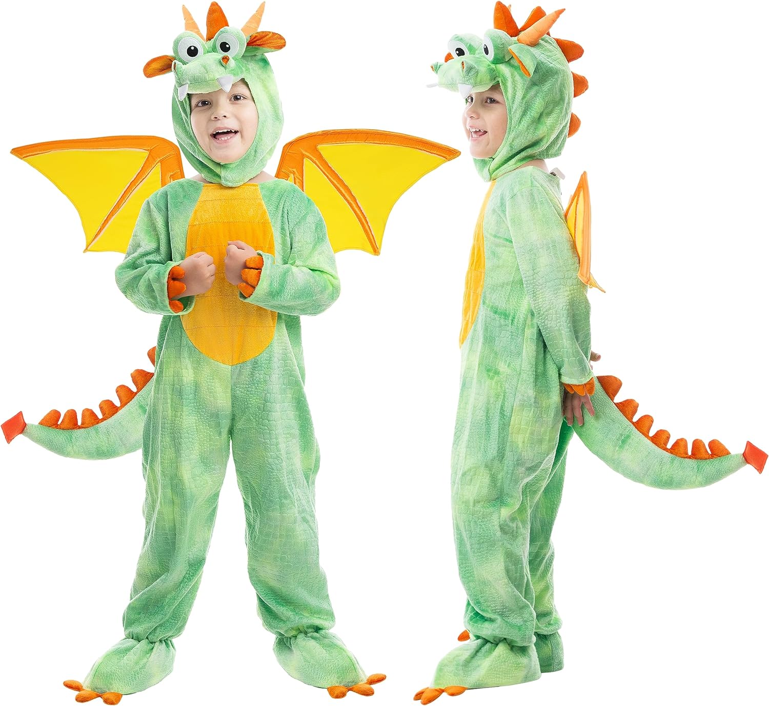 Spooktacular Creations Toddler Dinosaur Costume, Dragon Costume with Tail Wings for Kids Role Play, Halloween DressUp Party